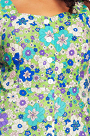 Maja klänning Kreativ Grön - blommig ärmlös sommarklänning med knappar fram