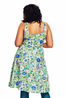 Maja klänning Kreativ Grön - blommig ärmlös sommarklänning med knappar fram