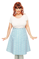 Sonja skirt Petit Turquoise - Floral print knee length cotton skirt