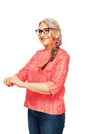 Elsie topp Sjöhästar - rosa mönstrad blus med trekvartsärm