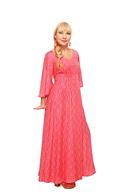 Greta dress Sjöhästar - Pink graphic print maxi dress in Lyocell