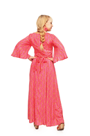 Greta dress Sjöhästar - Pink graphic print maxi dress in Lyocell