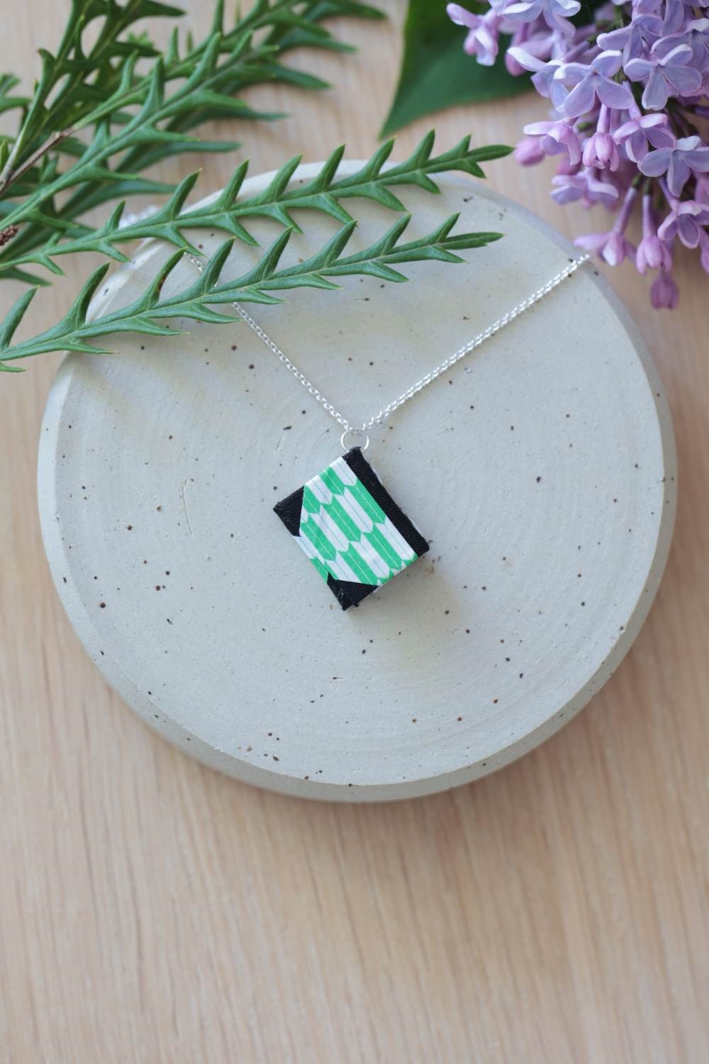 Necklace Green arrow - miniature book