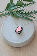 Bookie necklace Red cubes - miniature book