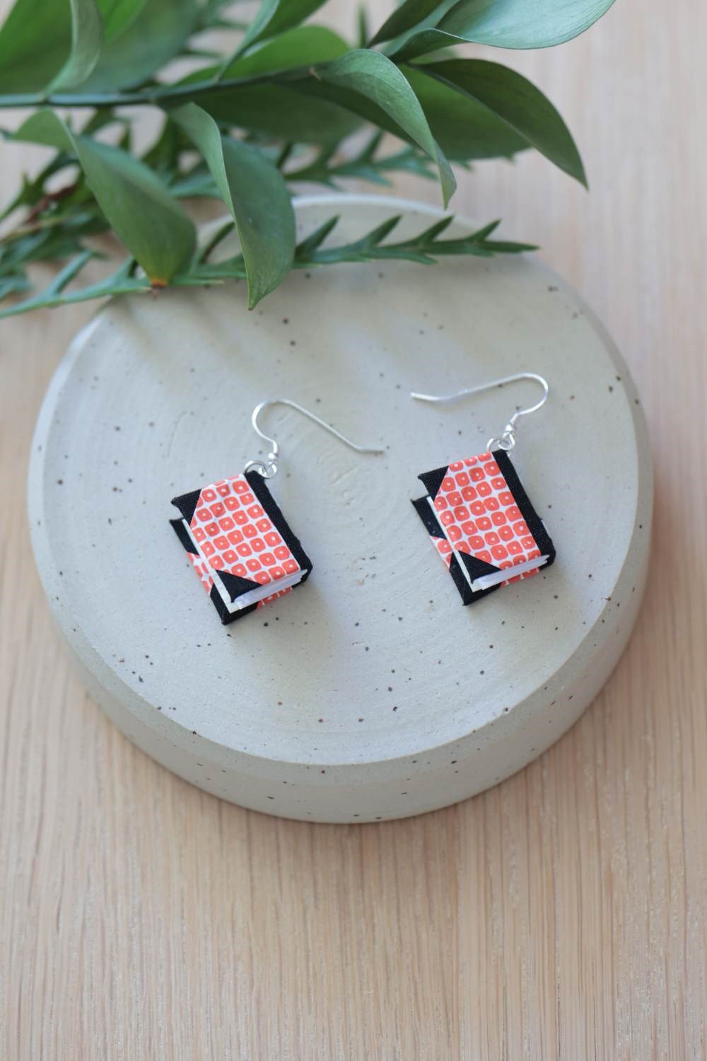 Earrings red cubes - miniature book