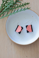 Earrings red cubes - miniature book