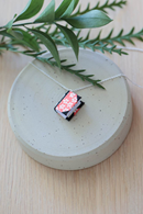Bookie Necklace red flower - miniature book