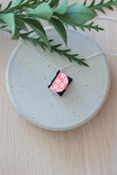 Bookie Necklace red flower - miniature book