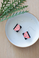 Earrings red flower - miniature book