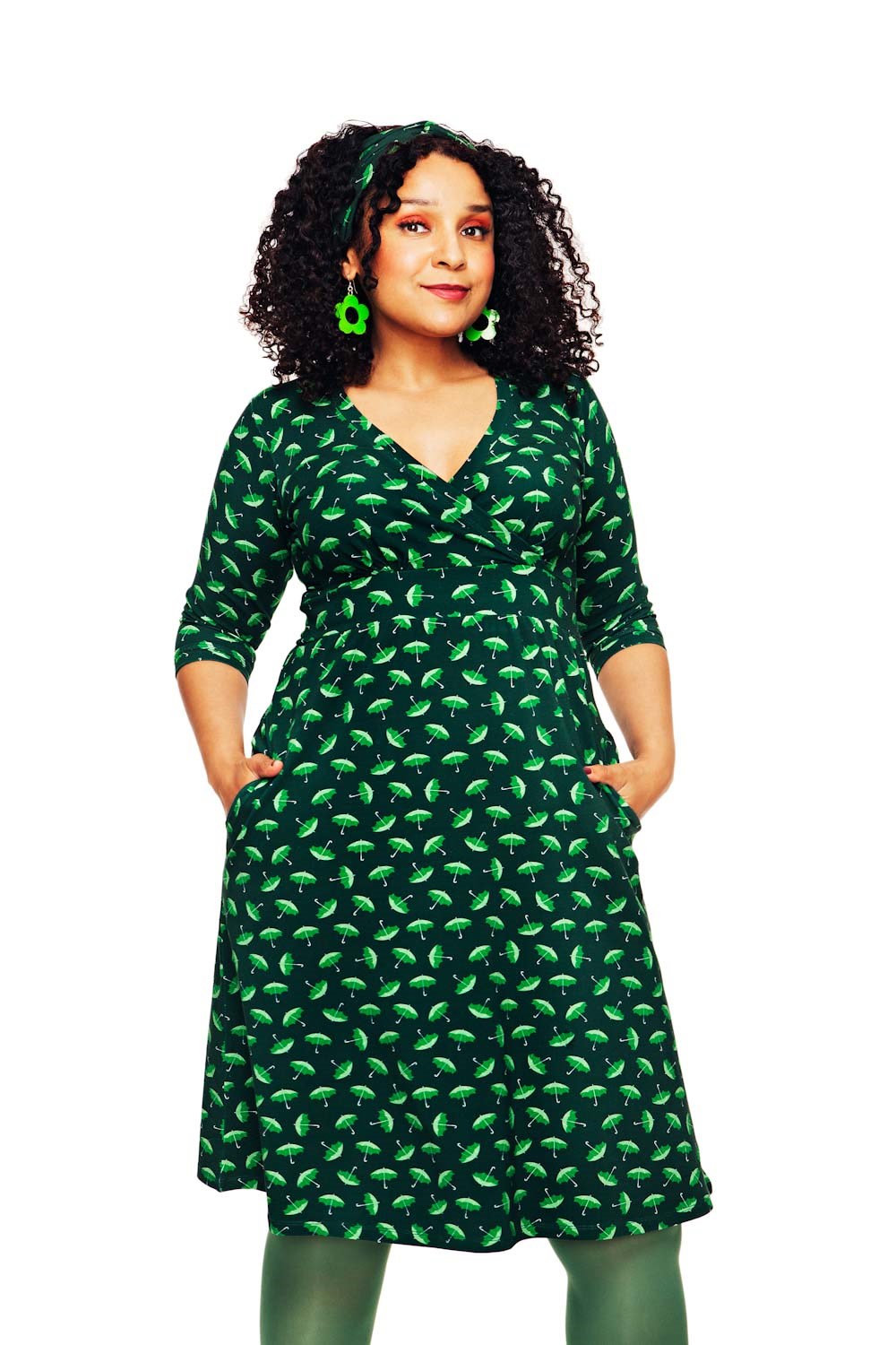 Cissi och Selma Vera dress Paraply Grön