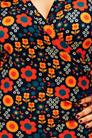 Susanne topp Nostalgi Orange blommig omlottop