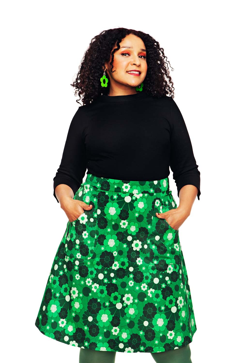 Sonja kjol Perspektiv Grön | blommig sommarkjol