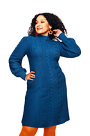 Cissi och Selma Svea dress Ocean - Blue cable knitted dress in organic cotton