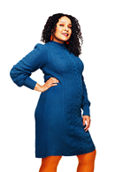 Cissi och Selma Svea dress Ocean - Blue cable knitted dress in organic cotton