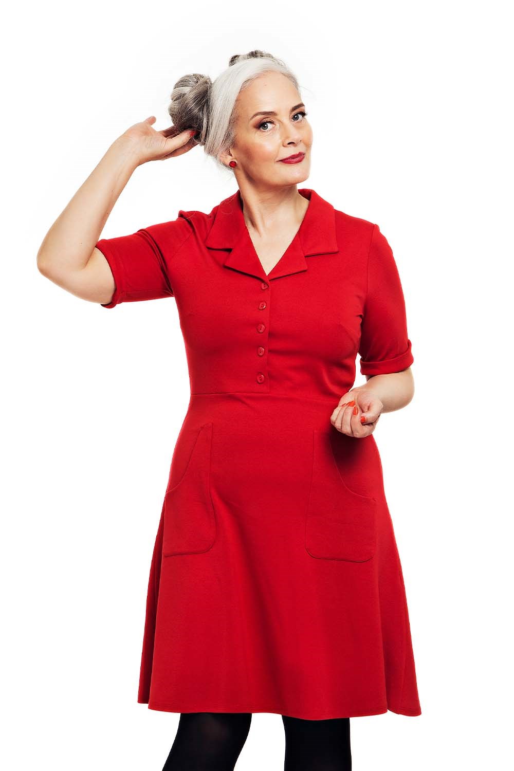 Cissi och Selma Monica dress Red - classic cotton jersey shirt dress