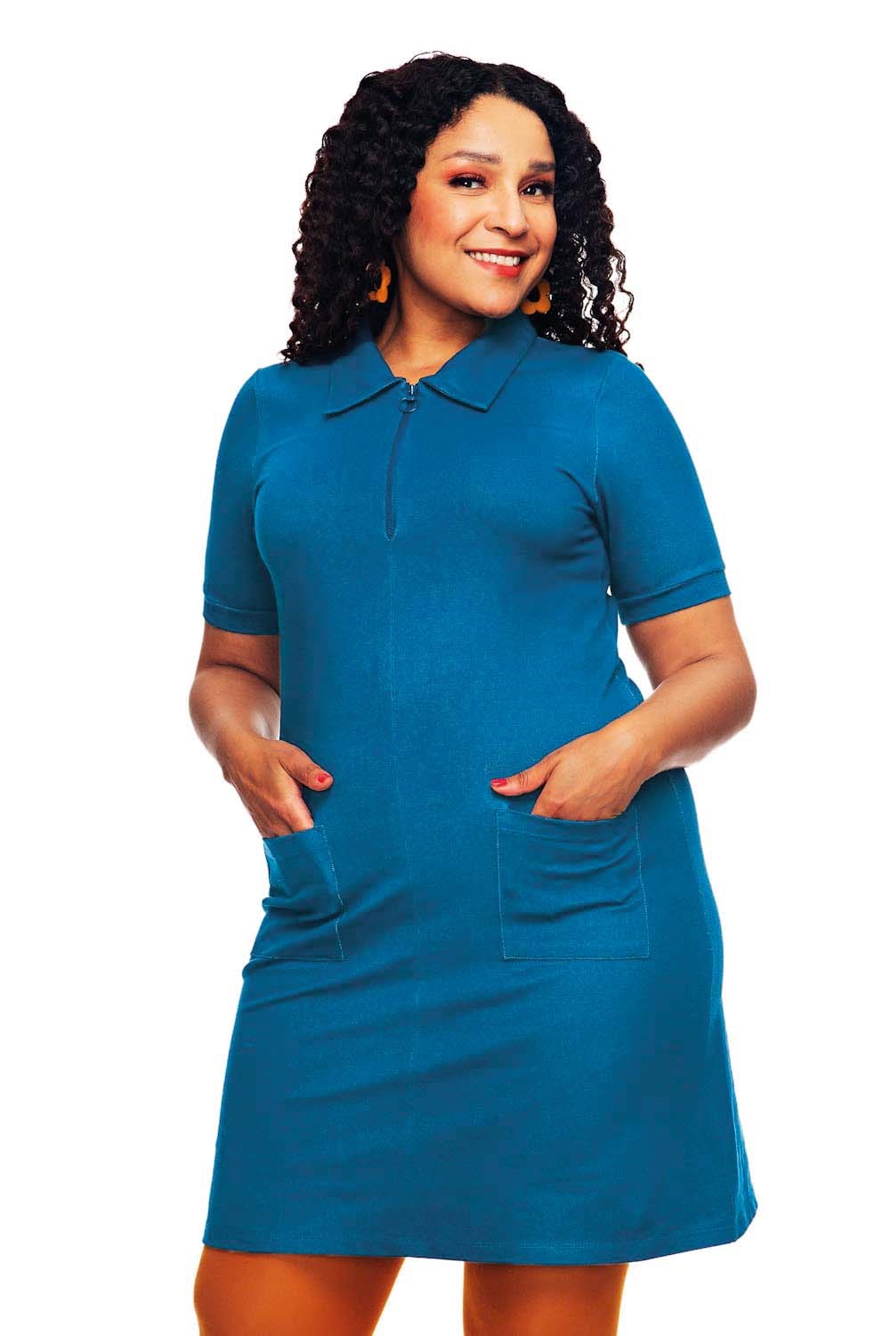 My dress Petrol - Blue a-line 60s dress with pockets