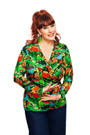 Susanne top Babylon Grön - Green 70s print long sleeve wrap top