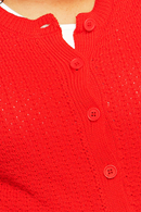 Sigrid kofta Vallmo - Klarröd stickad kofta i ekologisk bomull