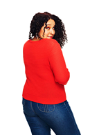 Sigrid kofta Vallmo - Klarröd stickad kofta i ekologisk bomull