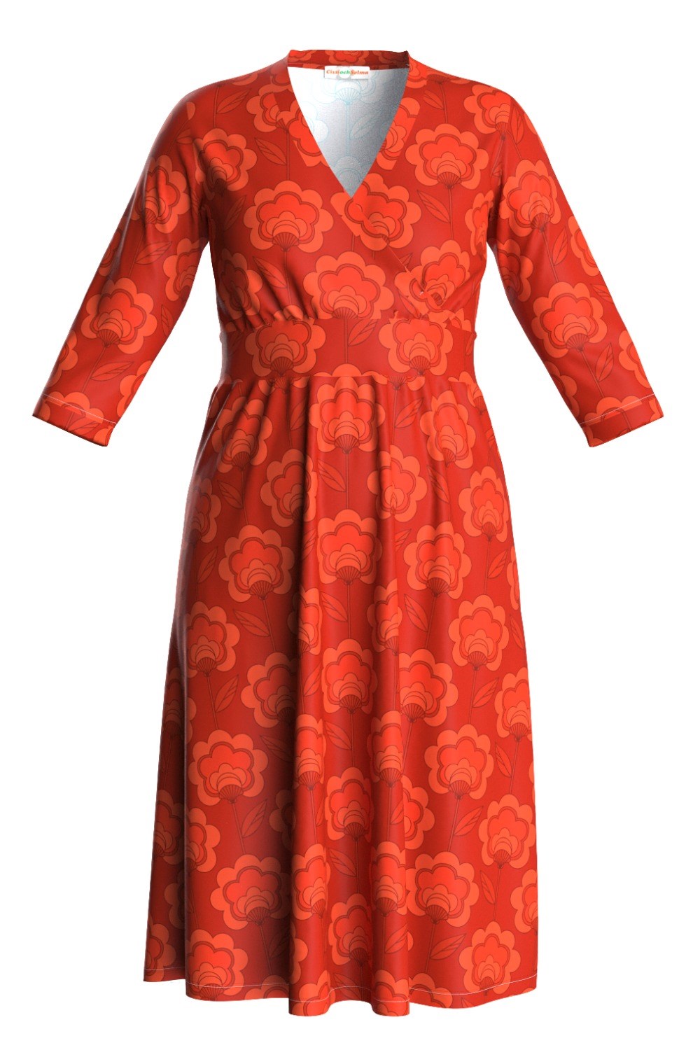 Vera dress Retroblom röd