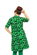 Monica dress Sommarhus - Green printed shirt dress in organic cotton