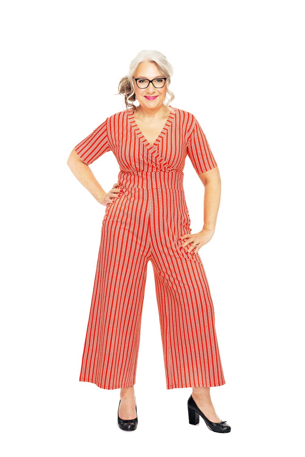 Britta byxdress Ranka | Randig jumpsuit i ekologisk bomull