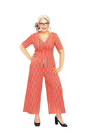Britta jumpsuit Ranka - Orange and white striped jumpsuit in organic cotton