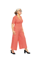 Britta jumpsuit Ranka - Orange and white striped jumpsuit in organic cotton