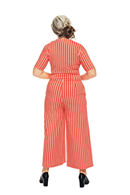 Britta jumpsuit Ranka - Orange and white striped jumpsuit in organic cotton