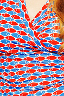 Jessica top Mört Röd/Blå - Red floral print wrap top in viscose