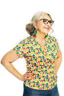 Jessica top Klöver Gul - Yellow floral print wrap top in viscose