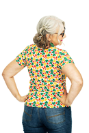 Jessica top Klöver Gul - Yellow floral print wrap top in viscose