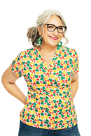 Jessica top Klöver Gul - Yellow floral print wrap top in viscose