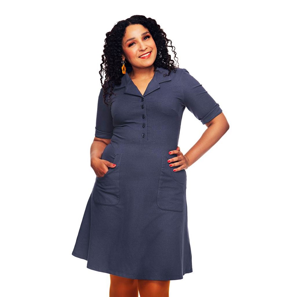 Monica dress Jeans blue - classic cotton jersey shirt dress