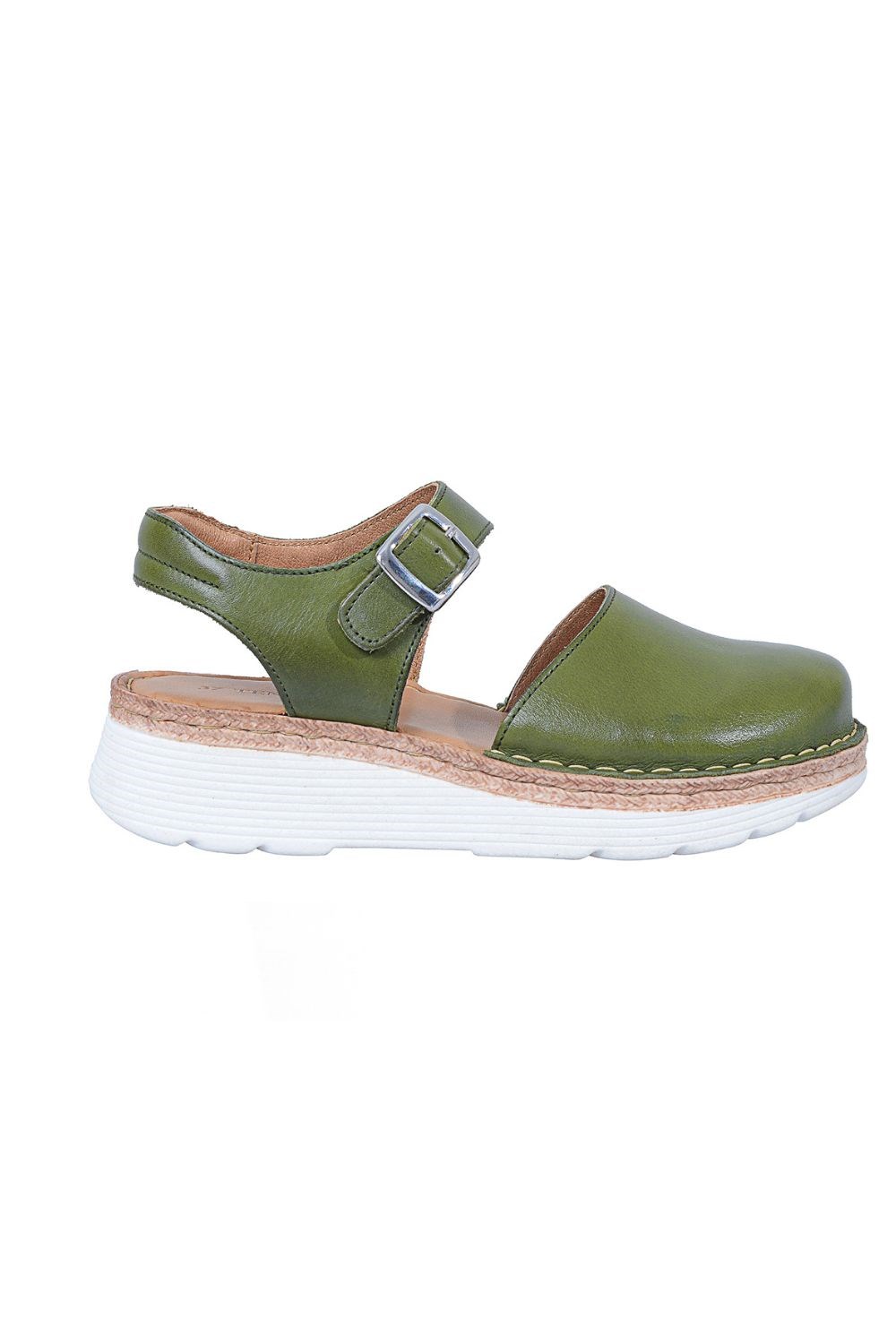 Maya 2 Khaki - green leather sandal