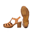 Amelia sko Caramel - beige träsko med klack