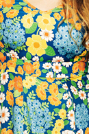 Greta dress Blomklasar - Blue flower print maxi dress in Lyocell