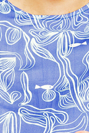 Elsie top Sjögräs - Light blue graphic print blouse in lyocell