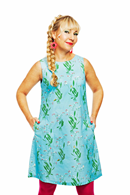 Rut klänning Morgondagg | Kort ärmlös sommarklänning med fickor - ljusblå