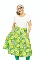 Solbritt kjol Humlesurr Lime | Blommig sommarkjol