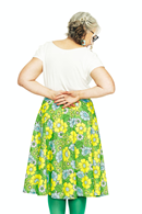 Solbritt kjol Humlesurr Lime | Blommig sommarkjol
