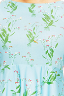 Saga dress Morgondagg - sleeveless 50s party dress in sky blue flower print