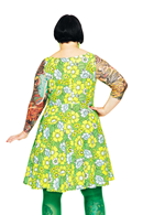 Saga dress Humlesurr Lime - sleeveless 50s party dress in lime green flower print