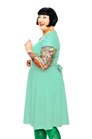 Hilda dress with green stripes - Women's casual summer dress in cotton