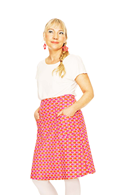 Sonja kjol Mört Karamell Rosa mönstrad sommar kjol i bomull