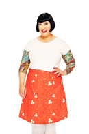 Cissi och Selma Sonja skirt Kaprisblomma - Red floral print skirt in woven cotton