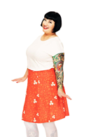 Cissi och Selma Sonja skirt Kaprisblomma - Red floral print skirt in woven cotton
