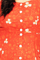 Maja dress Kaprisblomma - Red sleeveless flower print dress with buttoned front