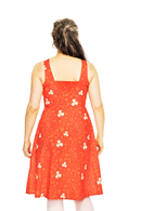 Maja dress Kaprisblomma - Red sleeveless flower print dress with buttoned front