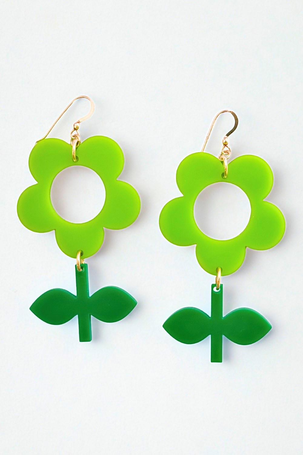 Cissi och Selma Earrings Flora Lime/Basilika - Flower in Lime/Green